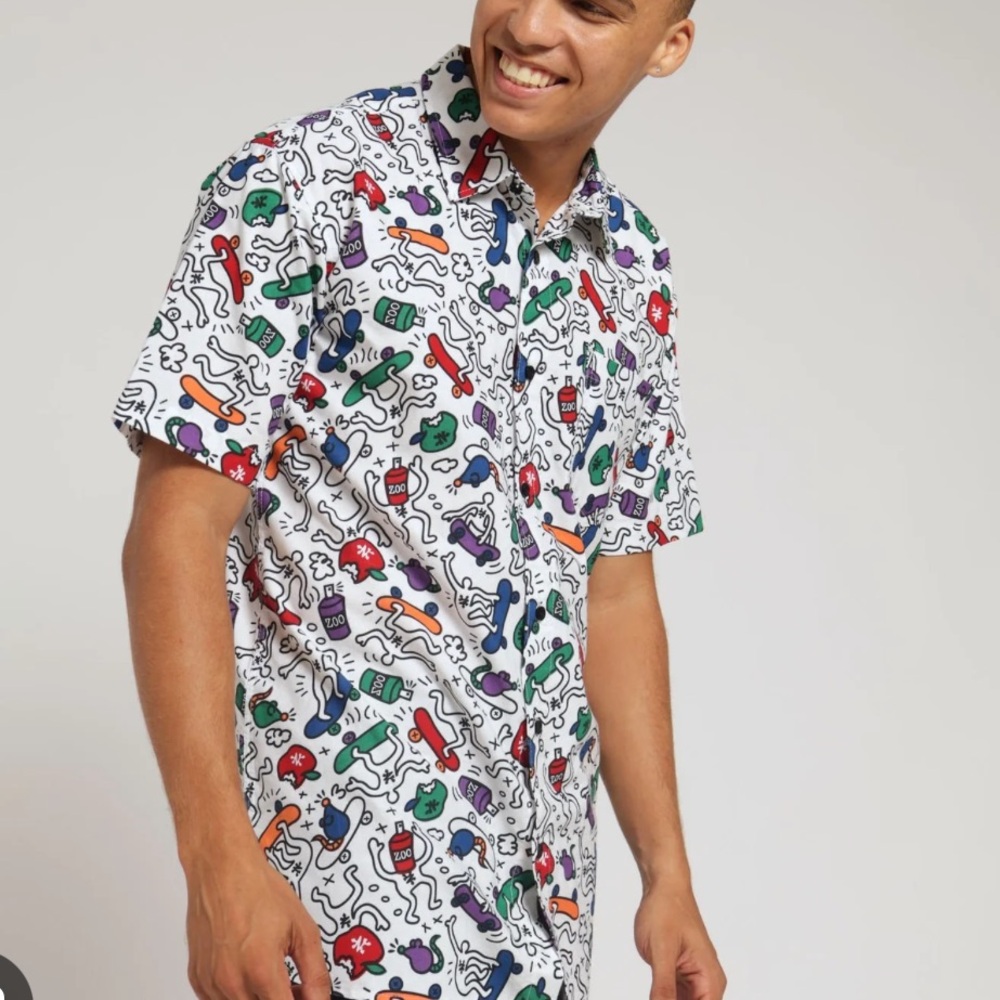 Zoo York White and Red Casual Button Down Shirt